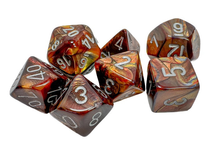 Chessex - Lustrous Polyhedral 7 Dice Set - Gold with Silver - Loaded Dice