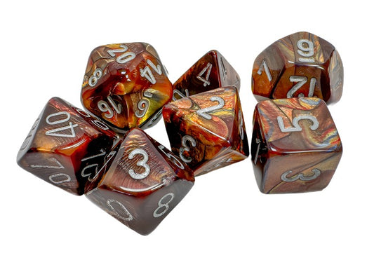 Chessex - Lustrous Polyhedral 7 Dice Set - Gold with Silver - Loaded Dice