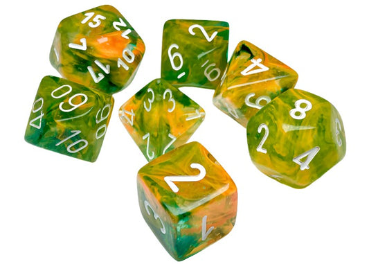 Chessex - Nebula Polyhedral 7 Dice Set - Luminary Spring White - Loaded Dice