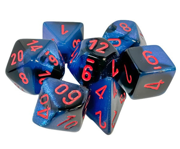 Chessex - Gemini Polyhedral 7 Dice Set - Black-Starlight with Red - Loaded Dice