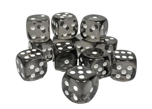 Chessex - Translucent 16mm D6 Dice Block - Smoke with White - Loaded Dice