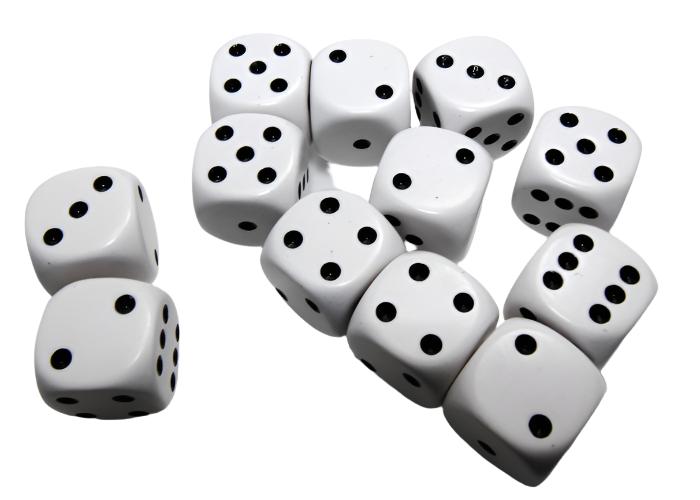Chessex - Opaque 16mm D6 Dice Block - White with Black - Loaded Dice