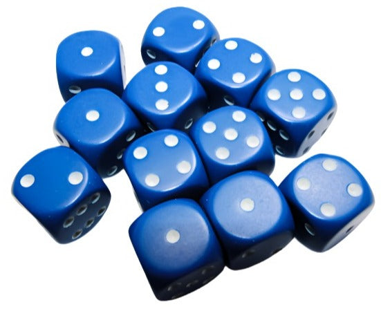 Chessex - Opaque 16mm D6 Dice Block - Blue with White - Loaded Dice