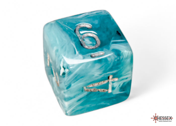 Chessex - Cirrus Polyhedral 7 Dice Set - Aqua with Silver - Loaded Dice