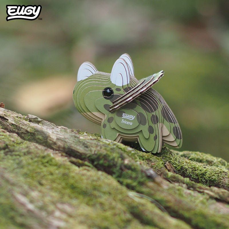 EUGY Tricera 3D cardboard model kit - built model on display