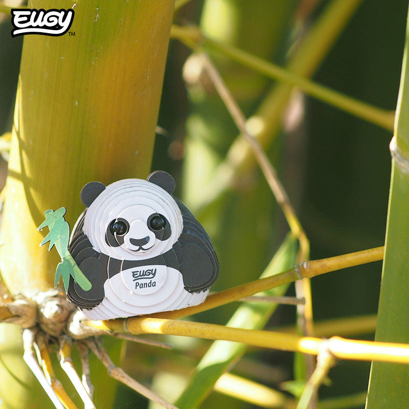 EUGY Panda 3D cardboard model kit - built model on display