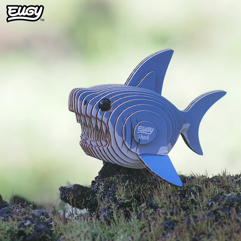 EUGY Shark 3D cardboard model kit - built model on display