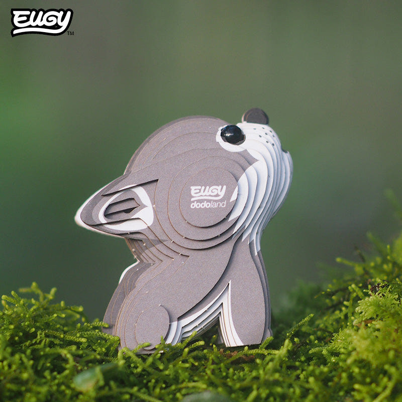 EUGY Wolf 3D cardboard model kit - built model on display