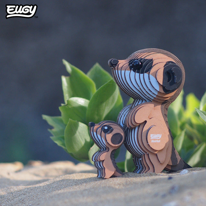 EUGY Meerkat 3D cardboard model kit - built model on display