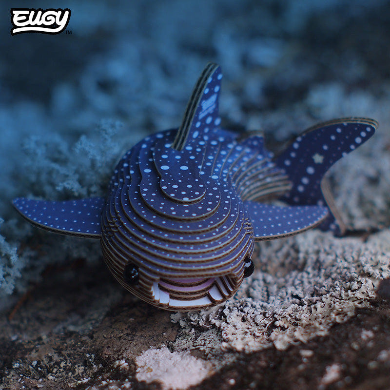 EUGY Whale Shark 3D cardboard model kit - built model on display