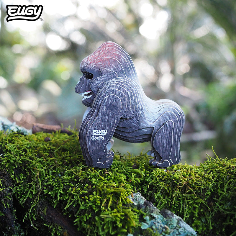 EUGY Gorilla 3D cardboard model kit - built model on display