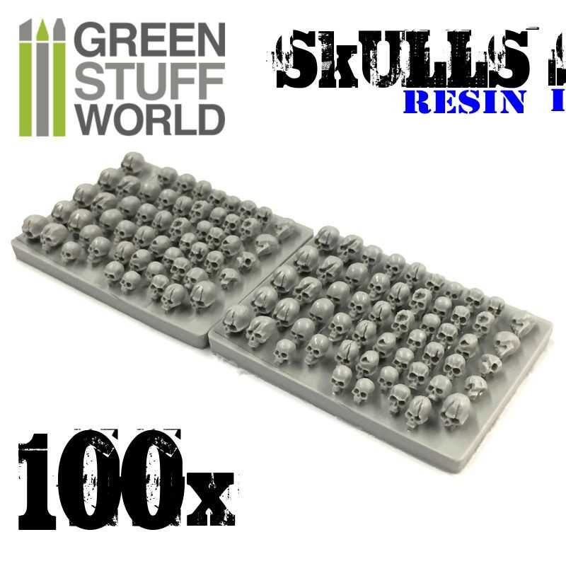 Green Stuff World 100x Resin Skulls - Loaded Dice