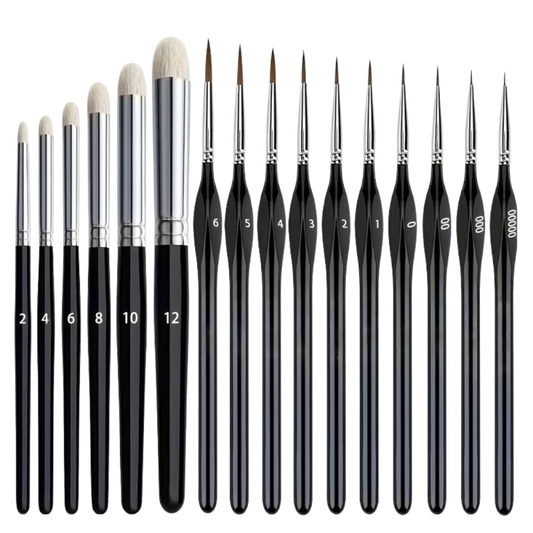 16pcs Miniature Paint Brush Set - Loaded Dice