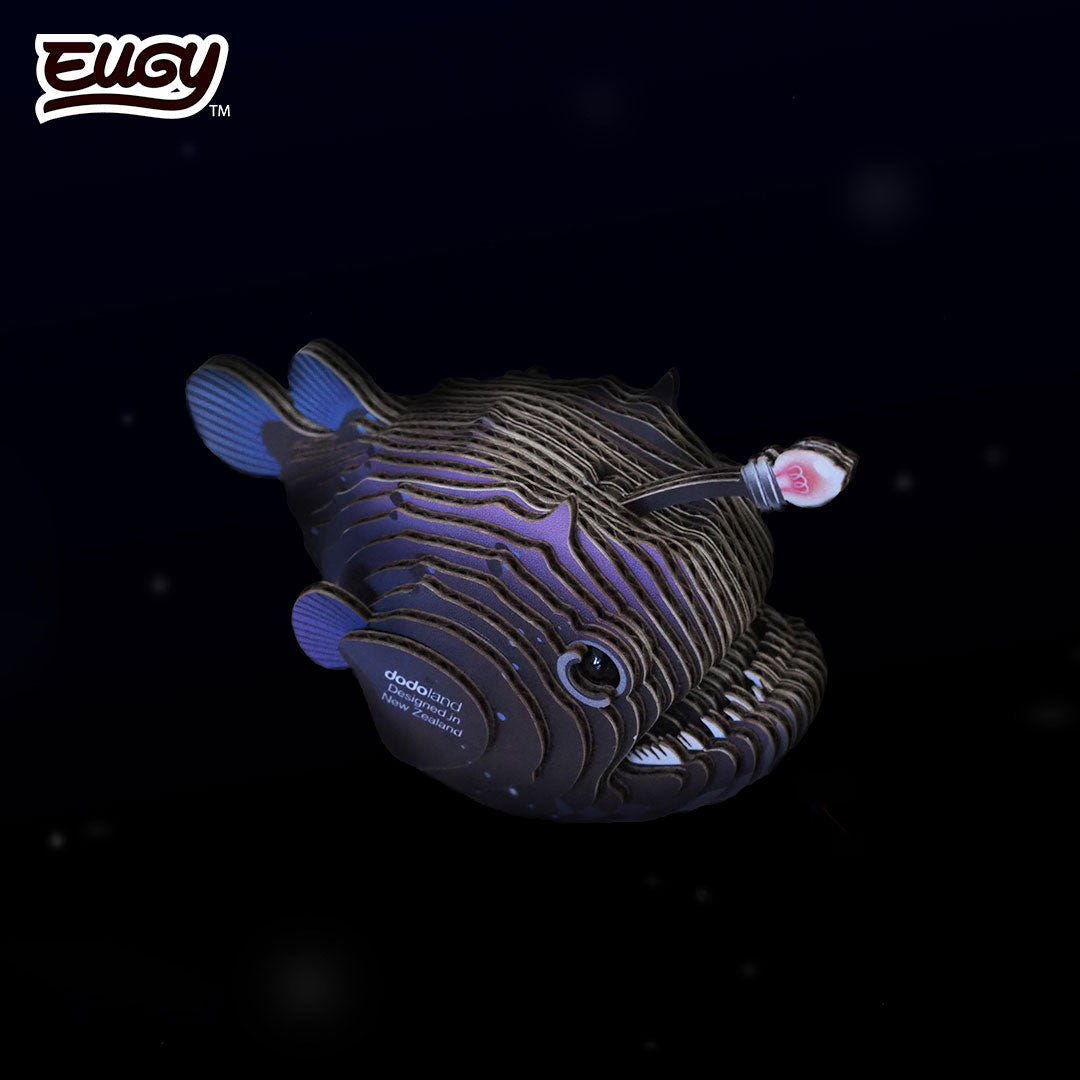 EUGY Anglerfish 3D cardboard model kit - built model on display
