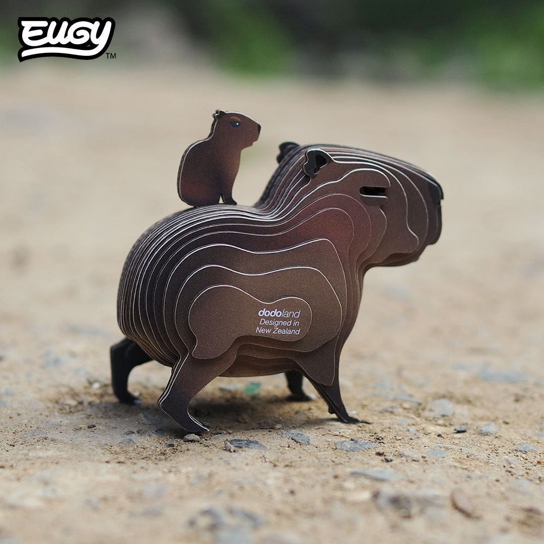 EUGY Capybara 3D cardboard model kit - built model on display
