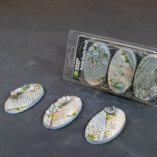 Gamers Grass Battle Ready Bases Urban Warfare Oval 75mm (x3) - Loaded Dice