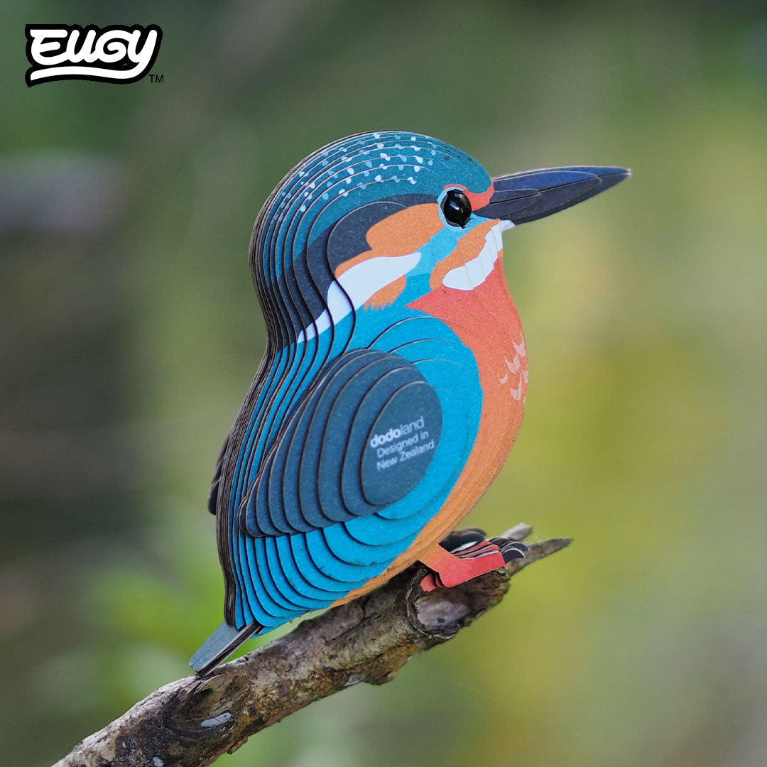 EUGY Kingfisher 3D cardboard model kit - built model on display