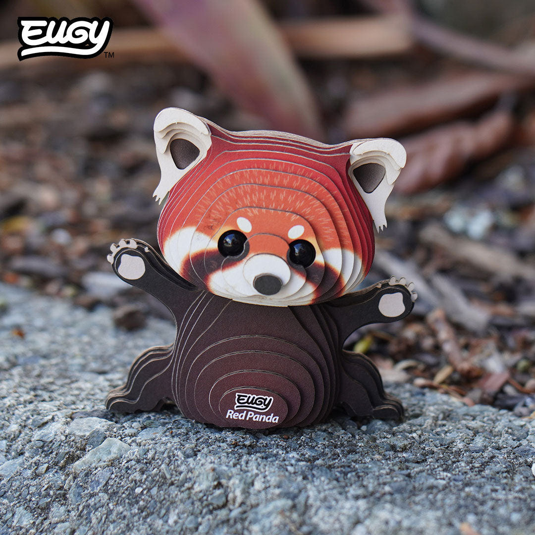 EUGY Red Panda 3D cardboard model kit - built model on display