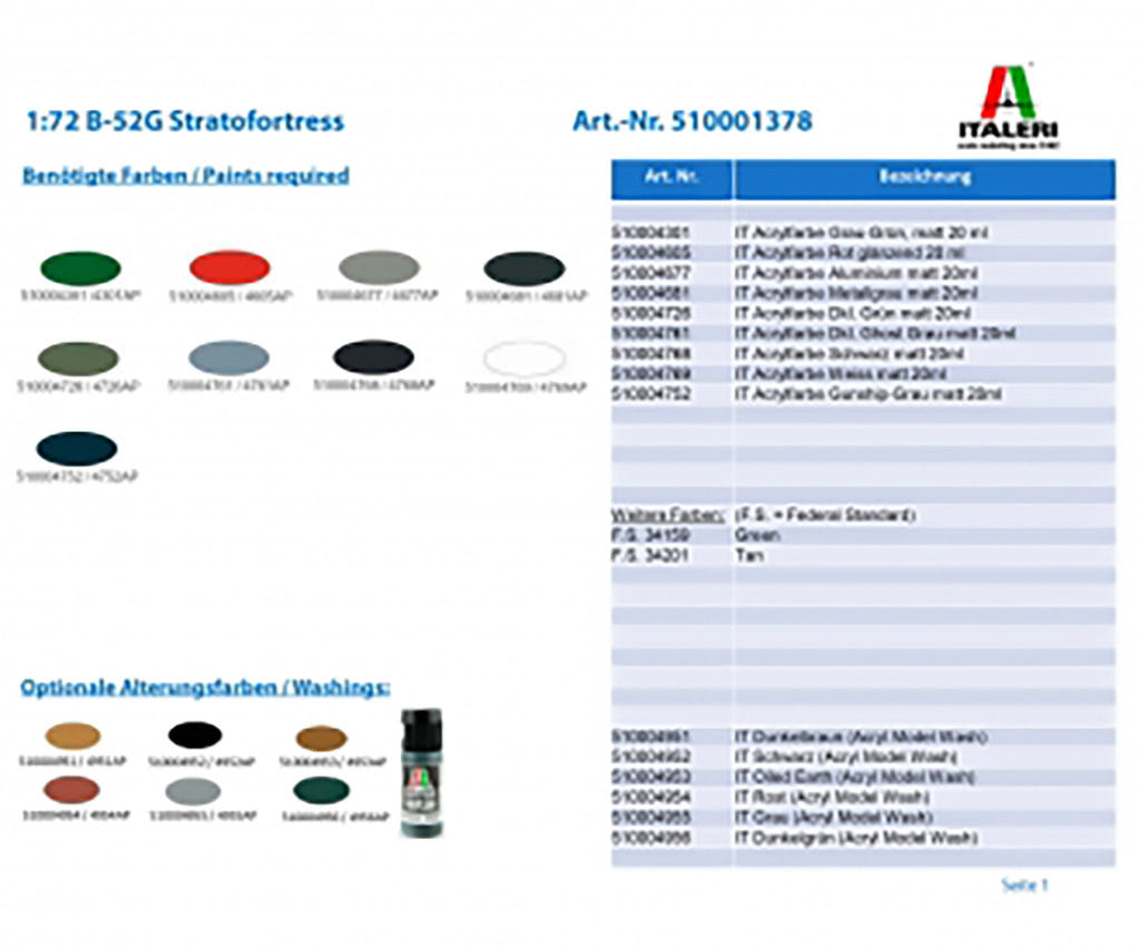 Italeri 1:72 B-52G Stratofortress - 1378