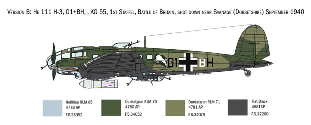 Italeri 1:72 Heinkel HE-111 H-6 Battle of Britain 80th Anniv - 1436