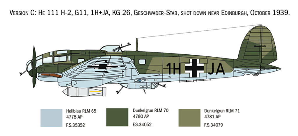Italeri 1:72 Heinkel HE-111 H-6 Battle of Britain 80th Anniv - 1436