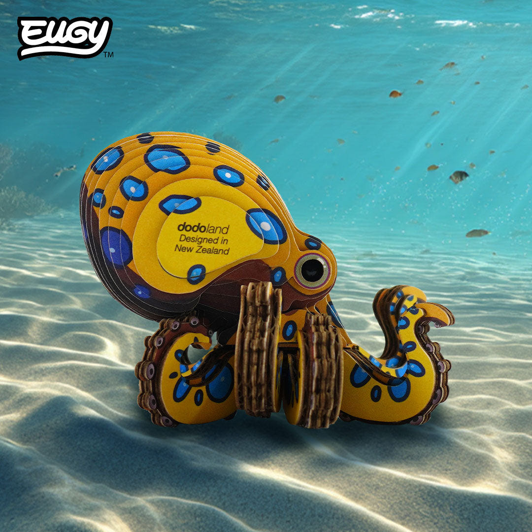 EUGY Octopus 3D cardboard model kit - built model on display