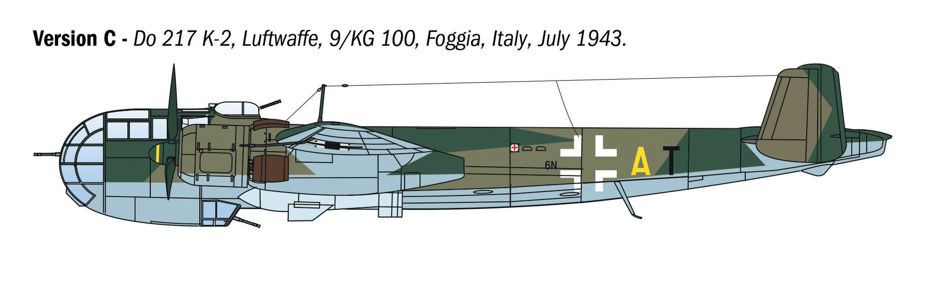 Italeri 1:72 Dornier Do 217 K-1/K-2 with Fritz X Guided Bombs - 1488