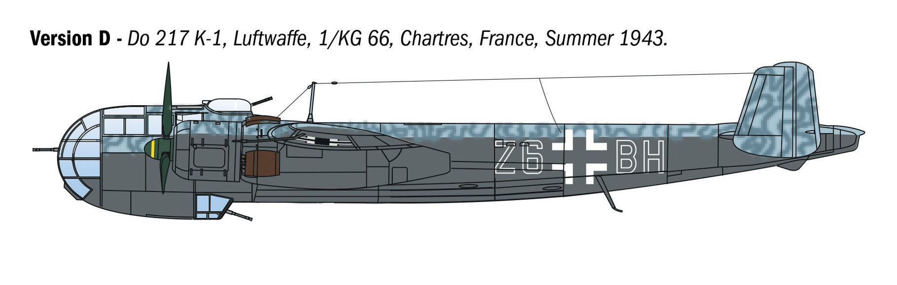 Italeri 1:72 Dornier Do 217 K-1/K-2 with Fritz X Guided Bombs - 1488