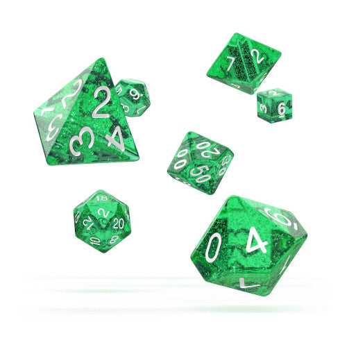 Oakie Doakie Dice - RPG Set 7 Pack Speckled - Green - Loaded Dice