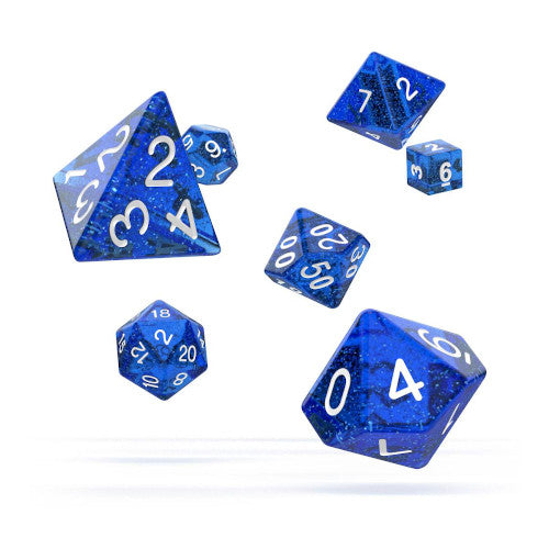 Oakie Doakie Dice - RPG Set 7 Pack Speckled - Blue - Loaded Dice