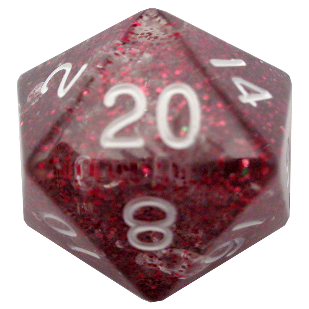 Fanroll - 35mm Mega Acrylic D20 - Ethereal Light Purple with White Numbers - Loaded Dice