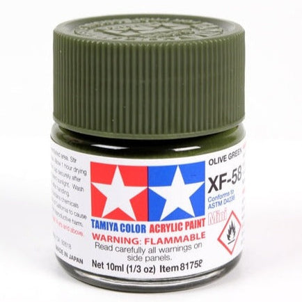 Tamiya Acrylic Paint Mini XF-58 Olive Green - Loaded Dice
