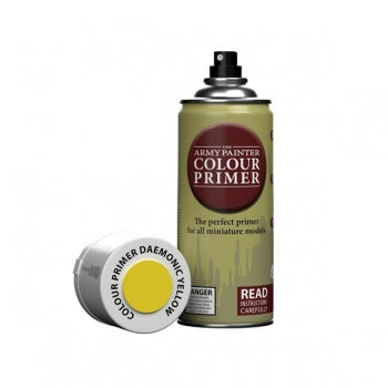 Army Painter Colour Primer - Daemonic Yellow (400ml) - Loaded Dice Barry Vale of Glamorgan CF64 3HD
