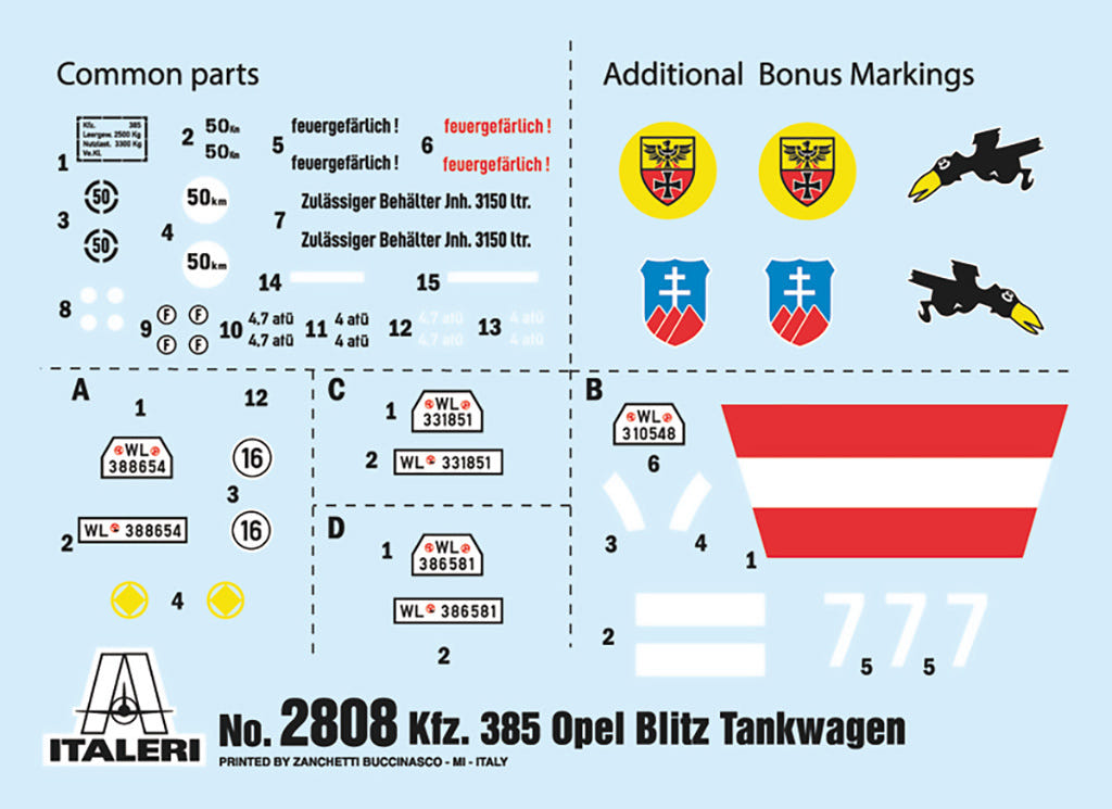 Italeri 1:48 Opel Blitz Tankwagen Kfz. 385 Battle of Britain 80th - 2808