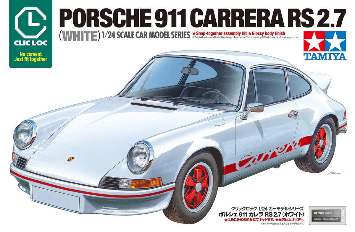 Tamiya 1:24 Porsche 911 Carrera RS 2.7 White (Clic Loc) - 28103