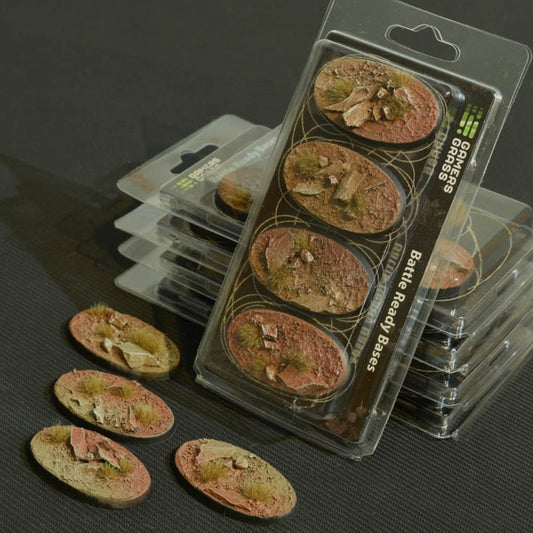 Gamers Grass Battle Ready Bases - Badlands oval 60mm (x4) - Loaded Dice