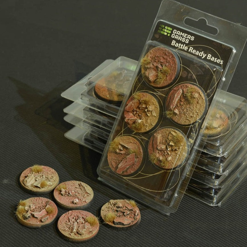 Gamers Grass Battle Ready Bases - Badlands Round 40mm (x5) - Loaded Dice