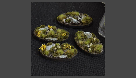 Gamers Grass Battle Ready Bases - Highland Oval 60mm (x4) - Loaded Dice