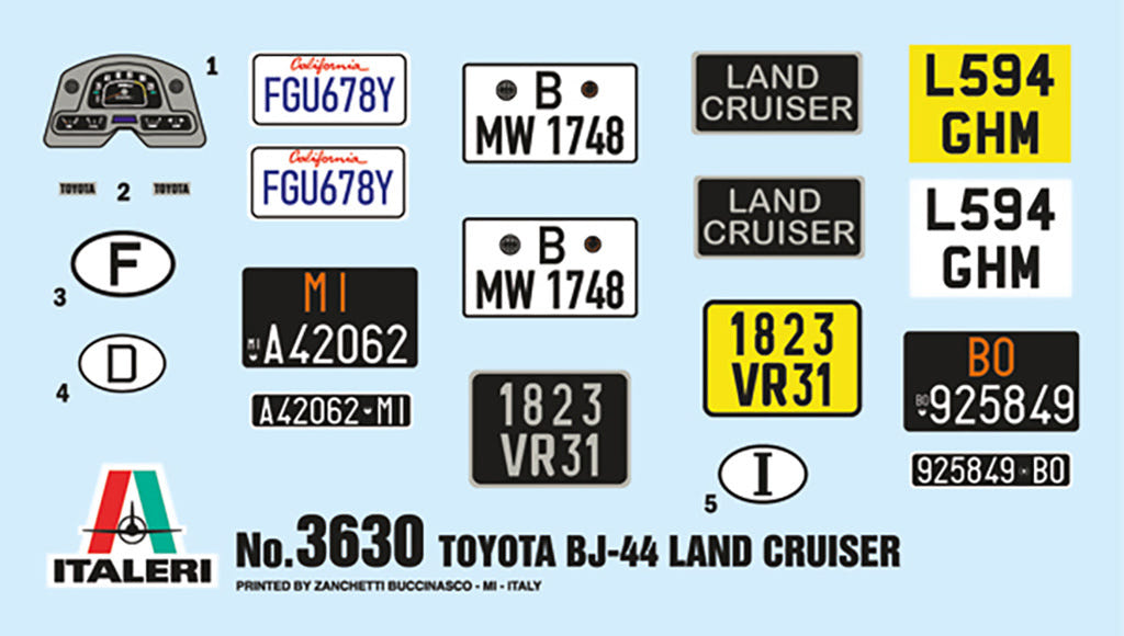 Italeri 1:24 Toyota BJ-44 Land Cruiser (Soft Top/Hard Top) - 3630