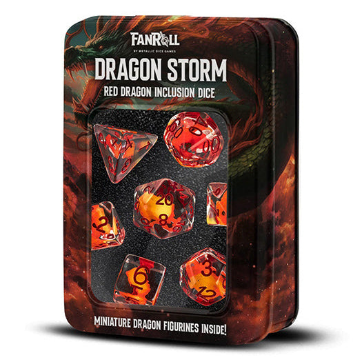 Fanroll - Dragon Storm Inclusion Resin Dice Set - Red Dragon