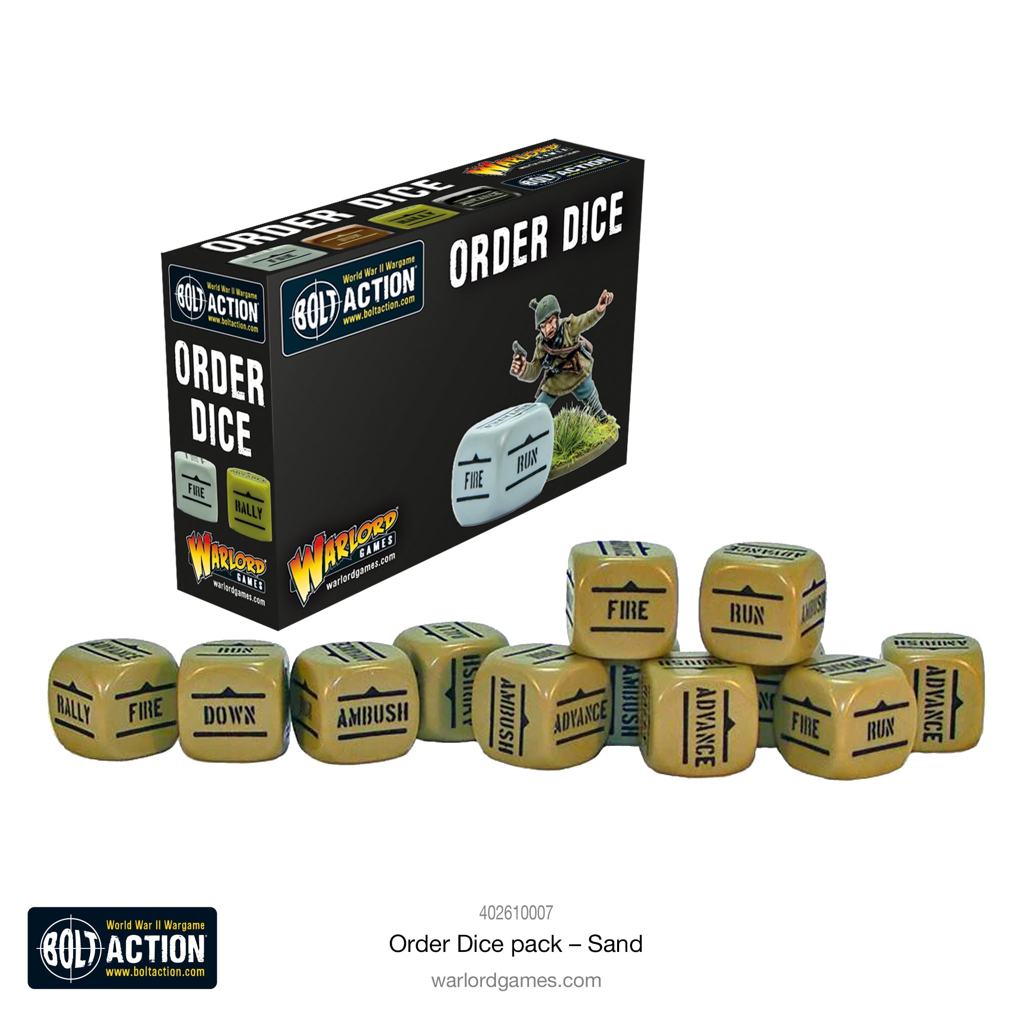 Bolt Action Orders Dice - Sand - Loaded Dice