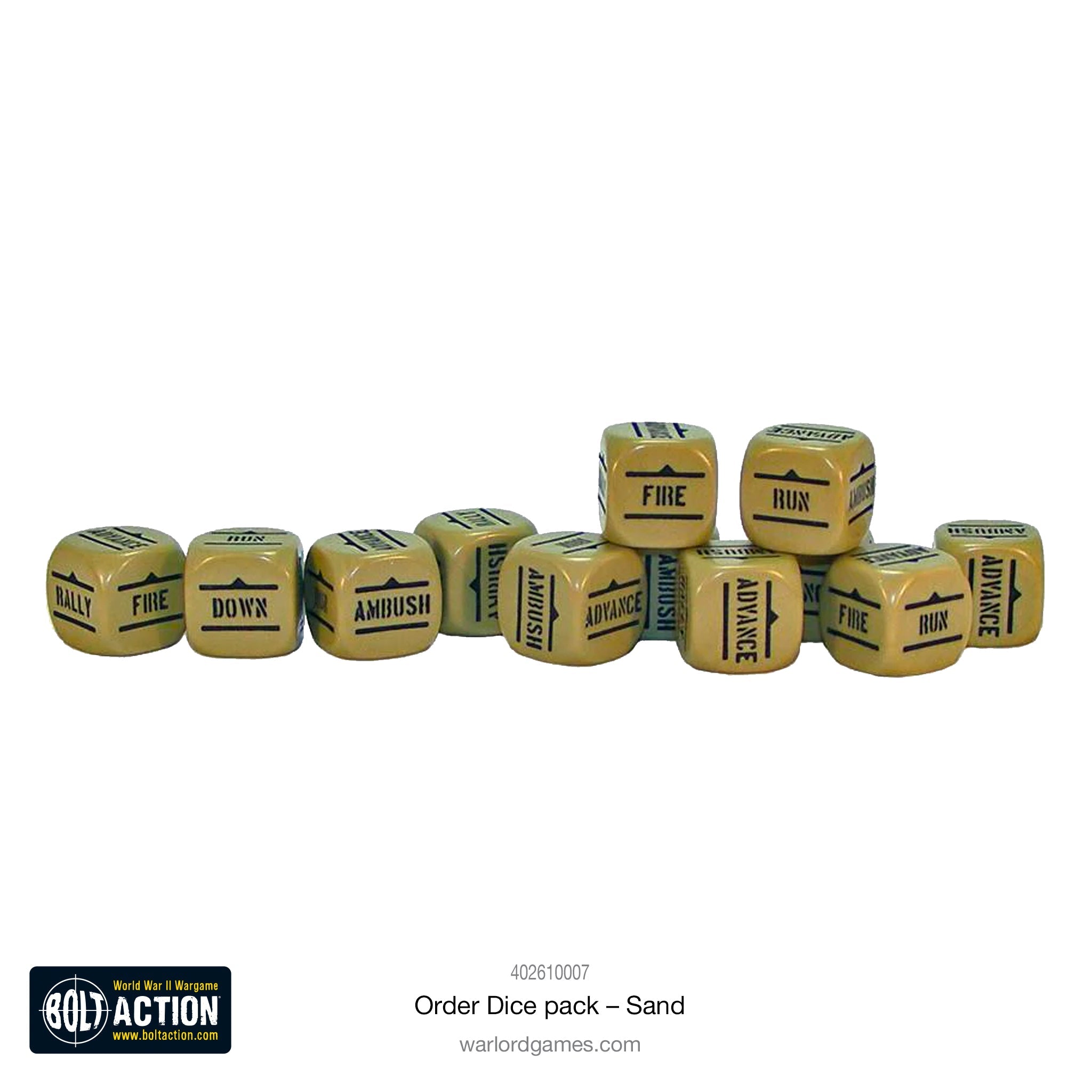 Bolt Action Orders Dice - Sand - Loaded Dice