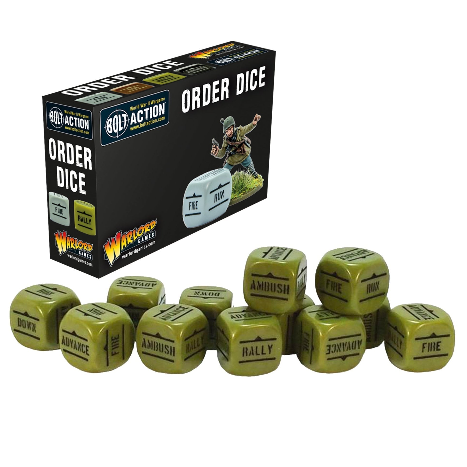 Bolt Action Orders Dice - Green - Loaded Dice