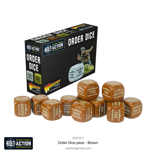 Bolt Action Orders Dice - Brown - Loaded Dice