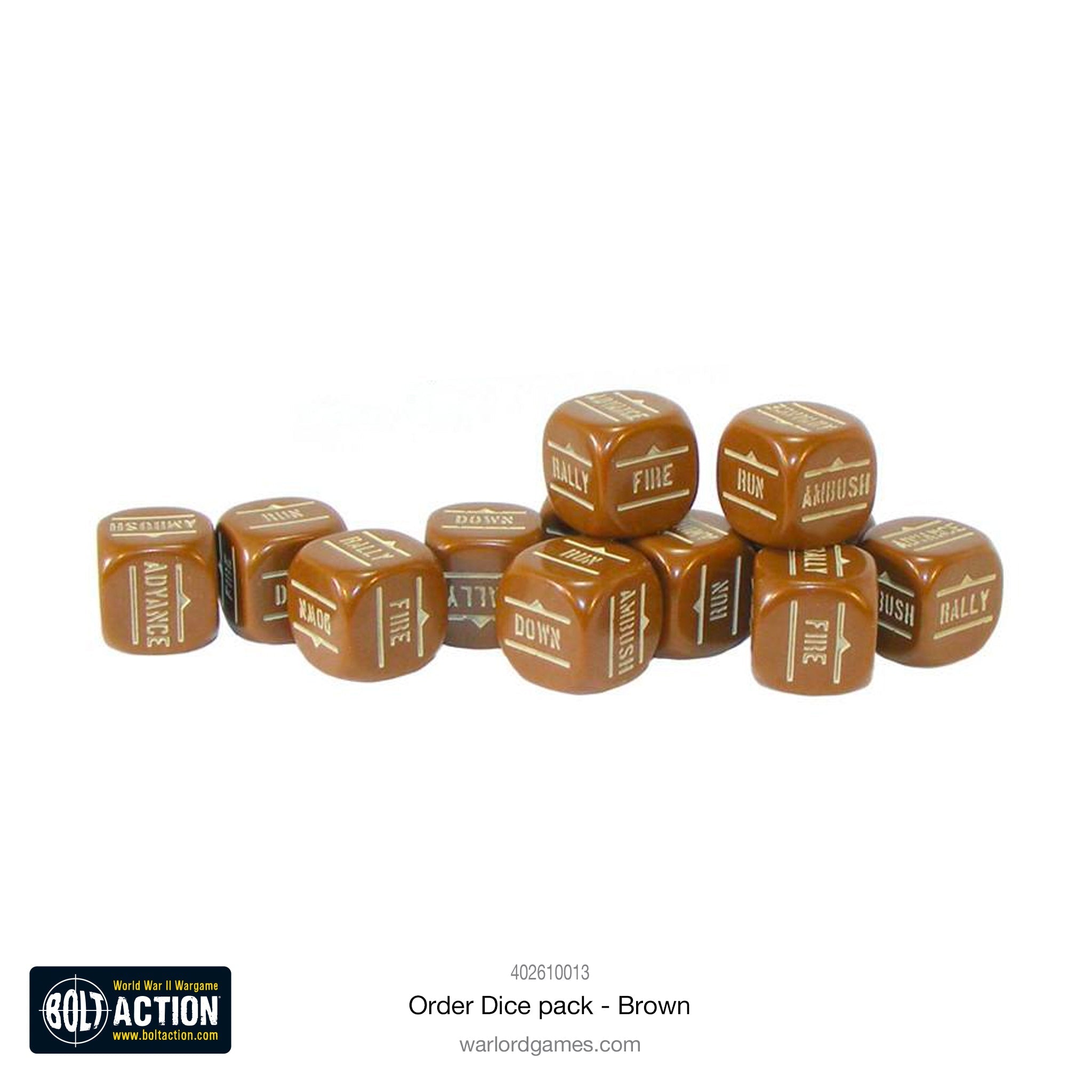 Bolt Action Orders Dice - Brown - Loaded Dice
