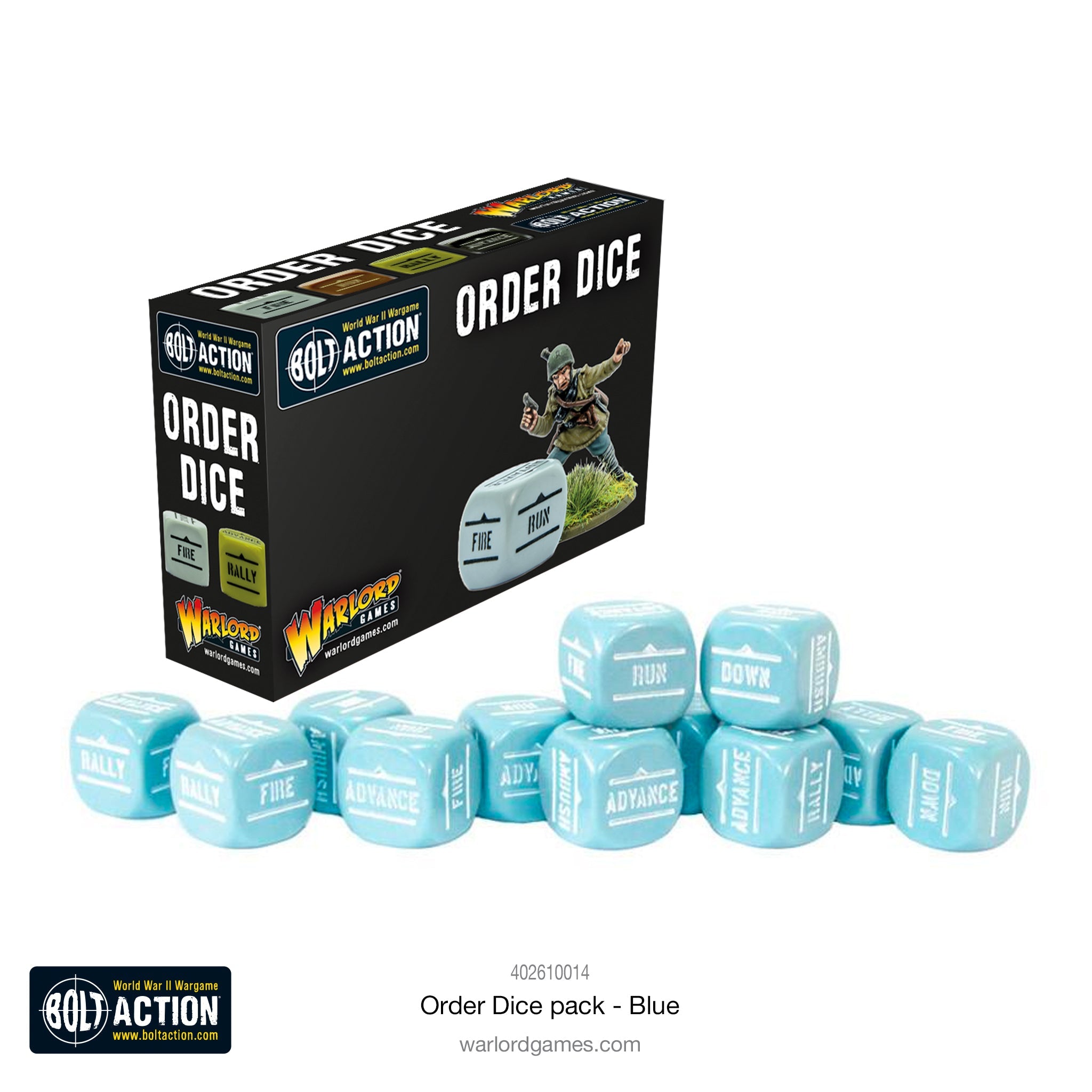 Bolt Action Orders Dice - Blue - Loaded Dice