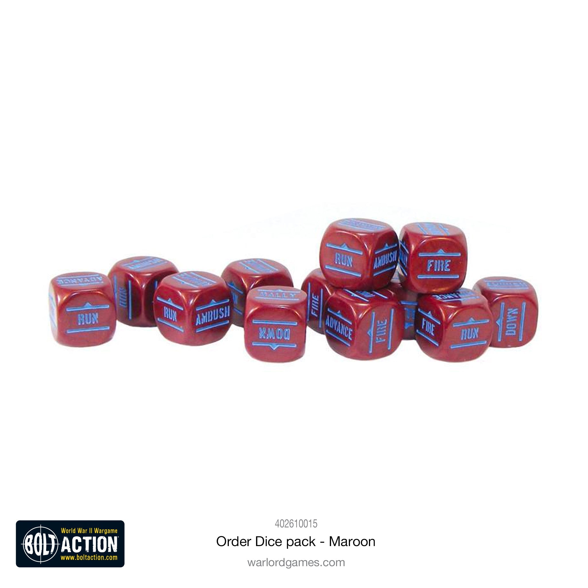 Bolt Action Orders Dice - Maroon - Loaded Dice