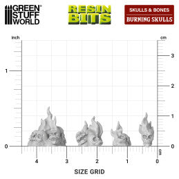 Green Stuff World 30x Resin Burning Skulls - Loaded Dice