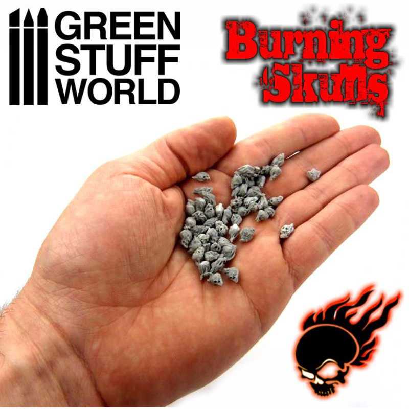 Green Stuff World 50x Resin Burning Skulls - Loaded Dice Barry Vale of Glamorgan CF64 3HD
