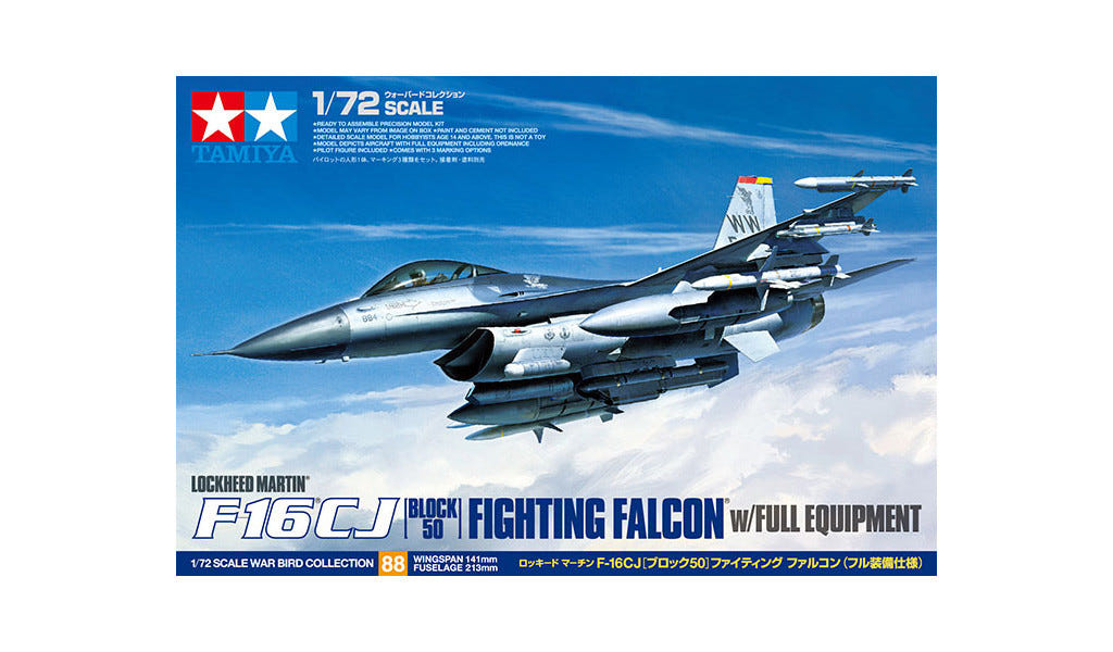 Tamiya 1:72 F-16CJ Block 50 Fighting Falcon with Full Equipment - 60788